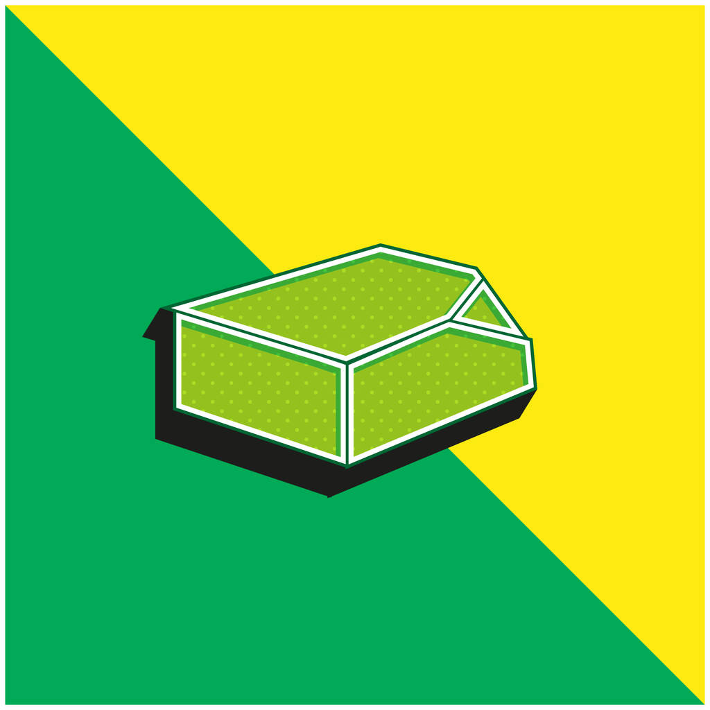 Box Organisatie Tool Groen en geel modern 3D vector pictogram logo - Vector, afbeelding