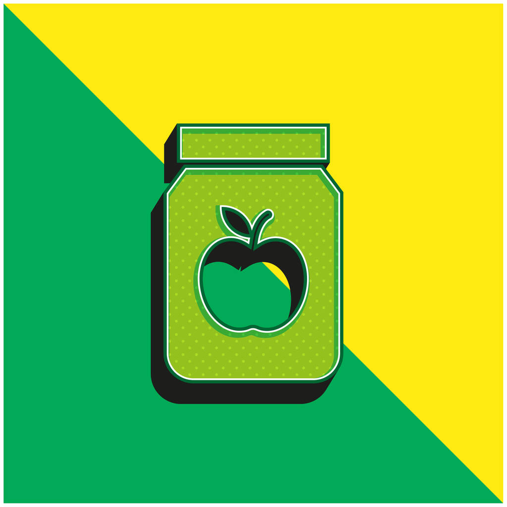 Apple Jam Grünes und gelbes modernes 3D-Vektor-Symbol-Logo - Vektor, Bild