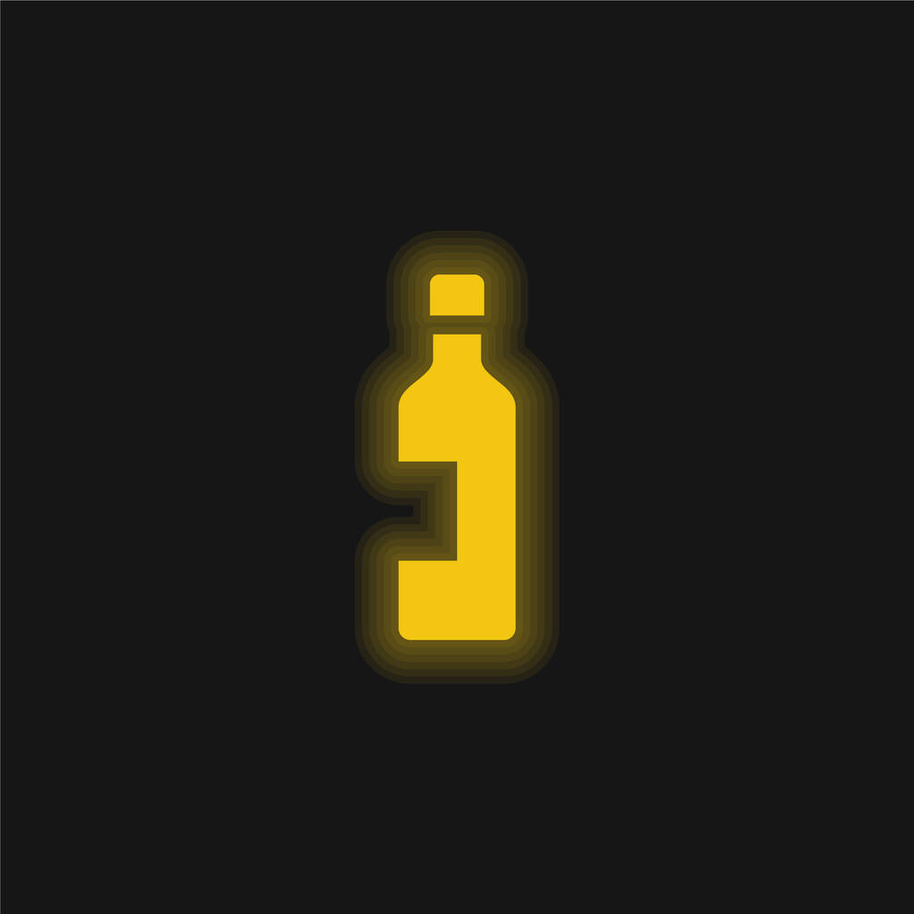 Fles Alcohol Wijn geel gloeiende neon pictogram - Vector, afbeelding