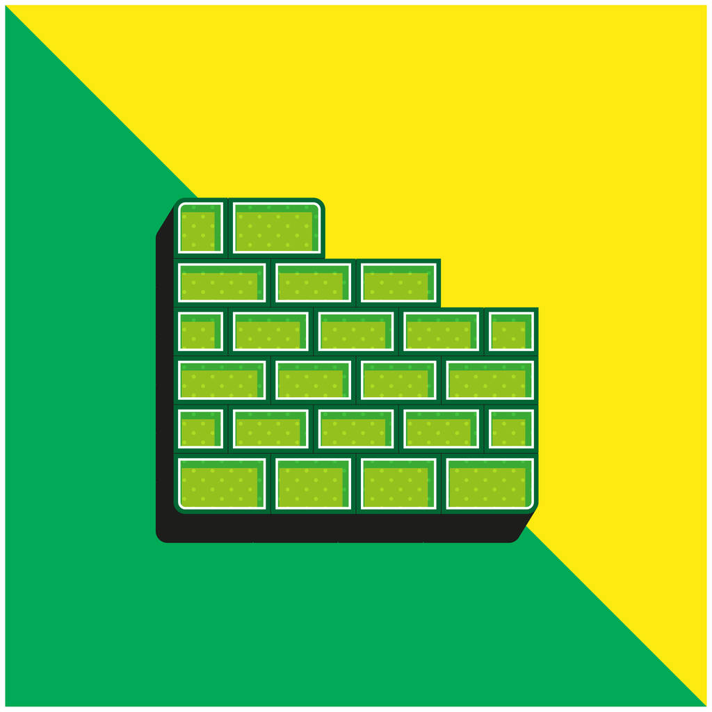 Brick Wall Πράσινο και κίτρινο σύγχρονο 3d διάνυσμα εικονίδιο λογότυπο - Διάνυσμα, εικόνα