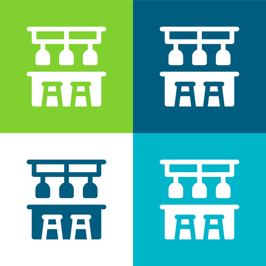 Bar Counter Plano de quatro cores conjunto de ícones mínimos - Vetor, Imagem