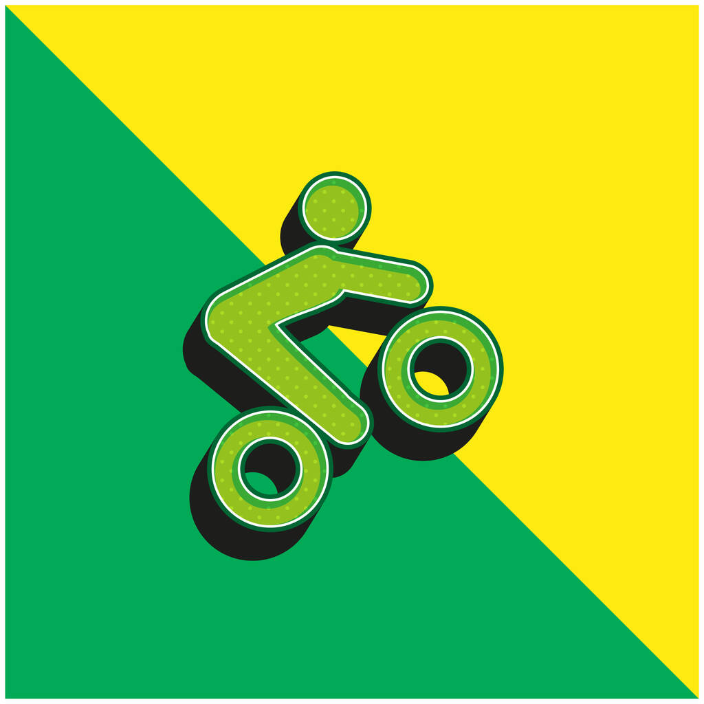 自転車トリック緑と黄色の現代的な3Dベクトルアイコンのロゴ - ベクター画像