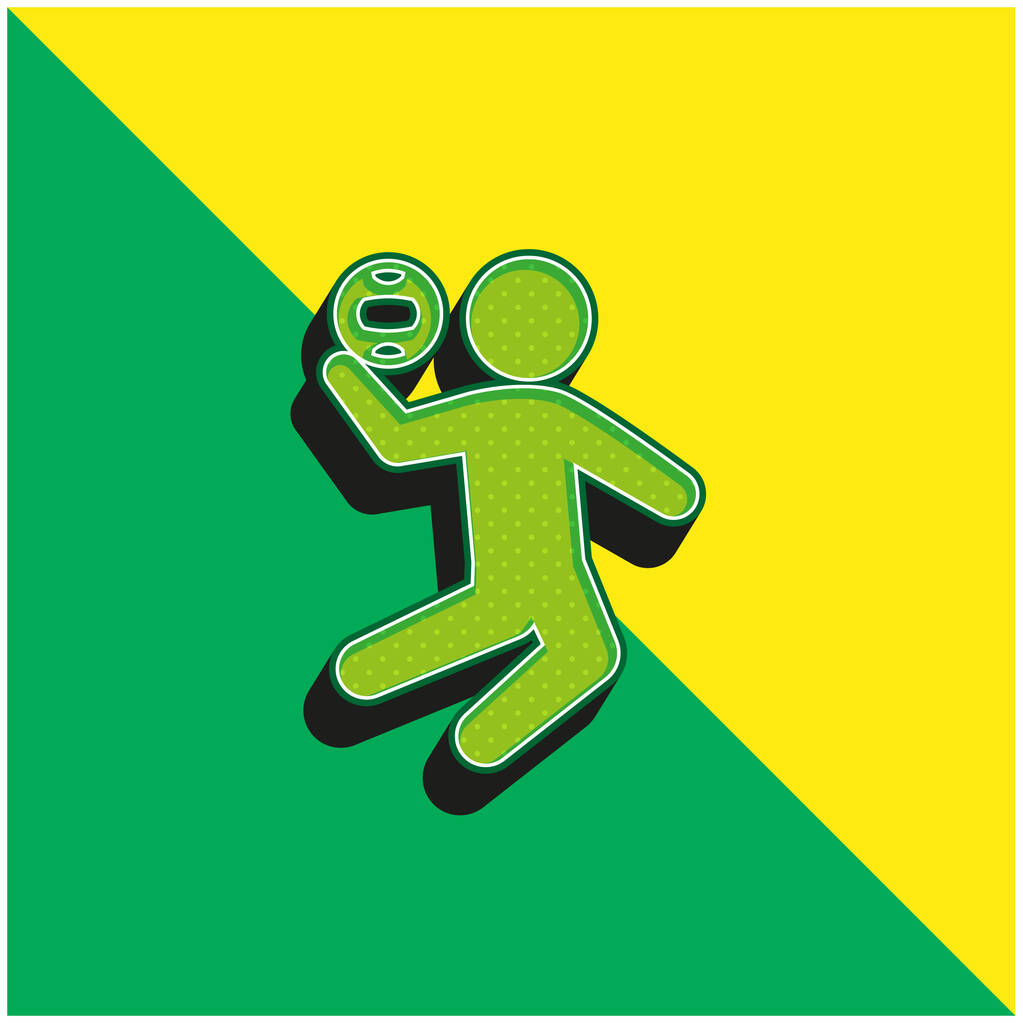 Beach Volleybal Groen en geel modern 3D vector icoon logo - Vector, afbeelding