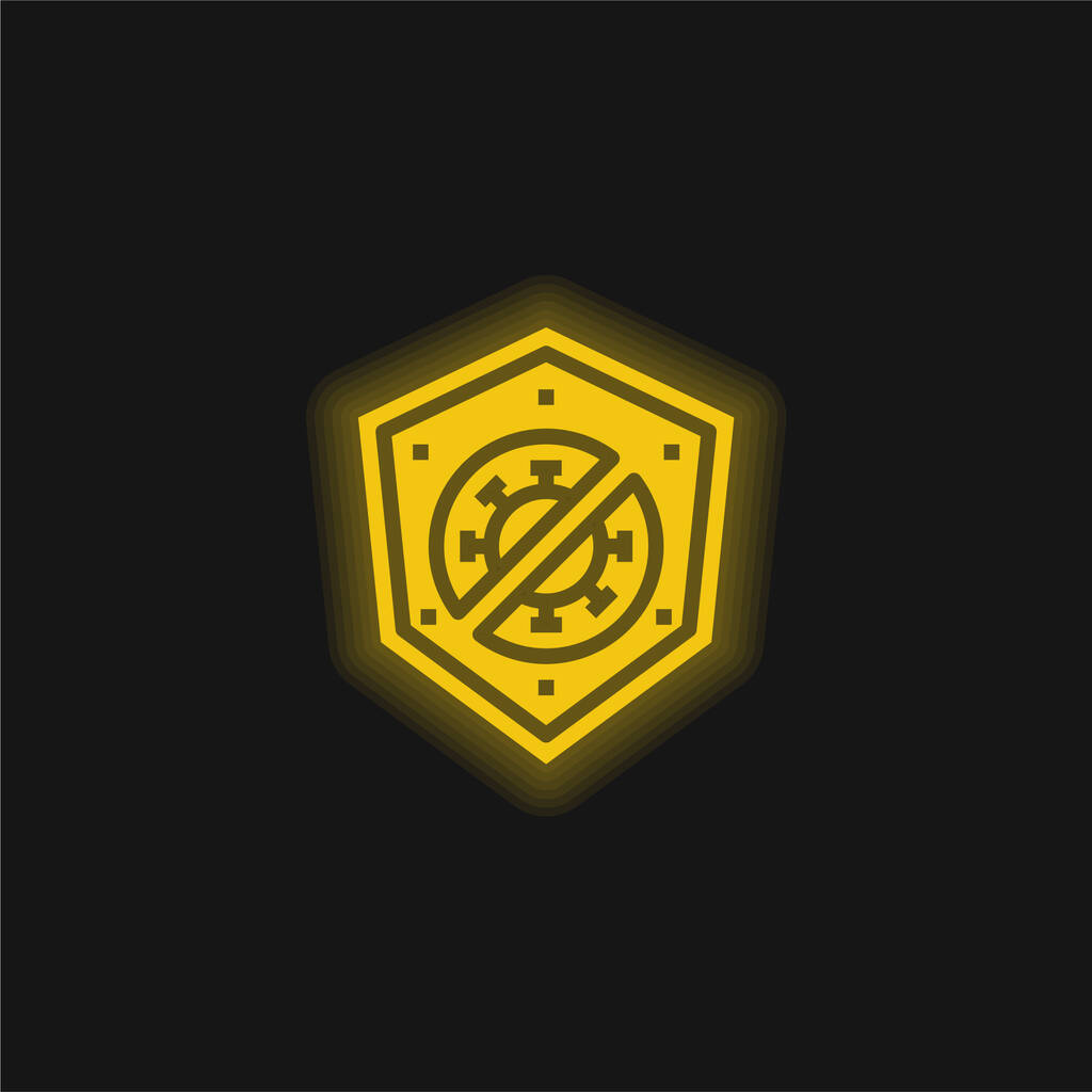 Antivirus amarillo brillante icono de neón - Vector, Imagen