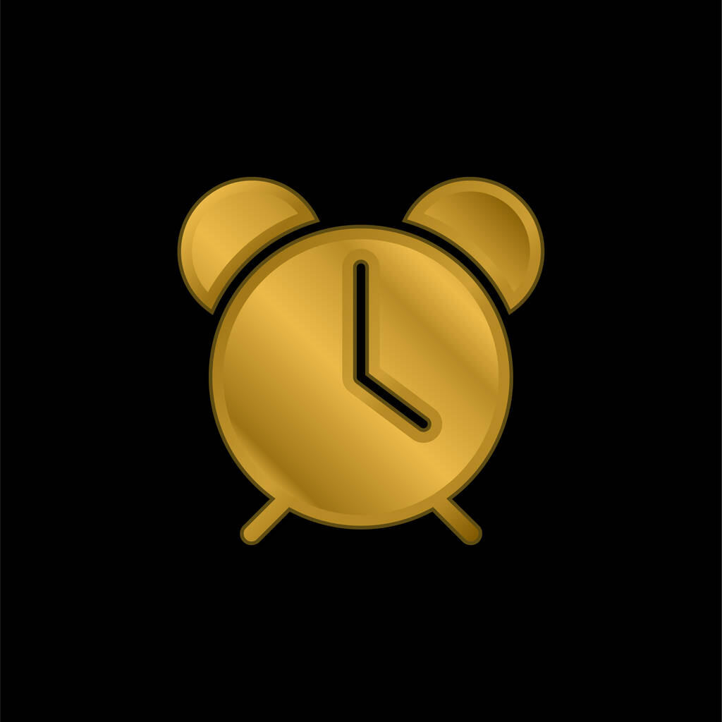 Reloj despertador chapado en oro icono metálico o logo vector - Vector, Imagen