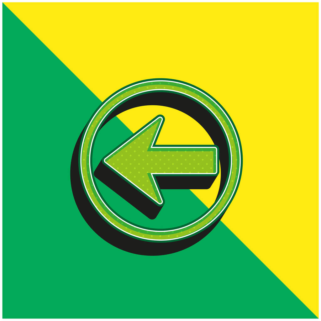 Back Navigational Arrow Button Pointing To Left Green and yellow modern 3d vector icon logo - Vector, Image