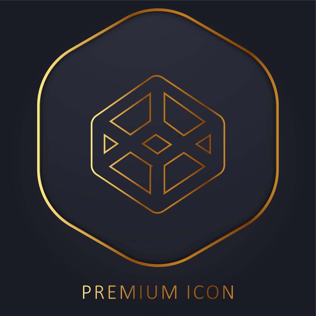 3D nastíněný tvar zlatá čára prémie logo nebo ikona - Vektor, obrázek