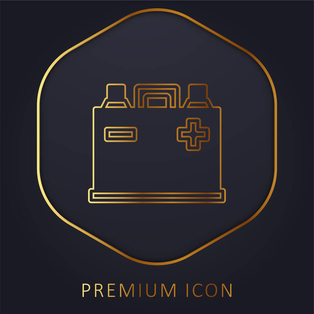 Battery golden line premium logo or icon - Vector, Image