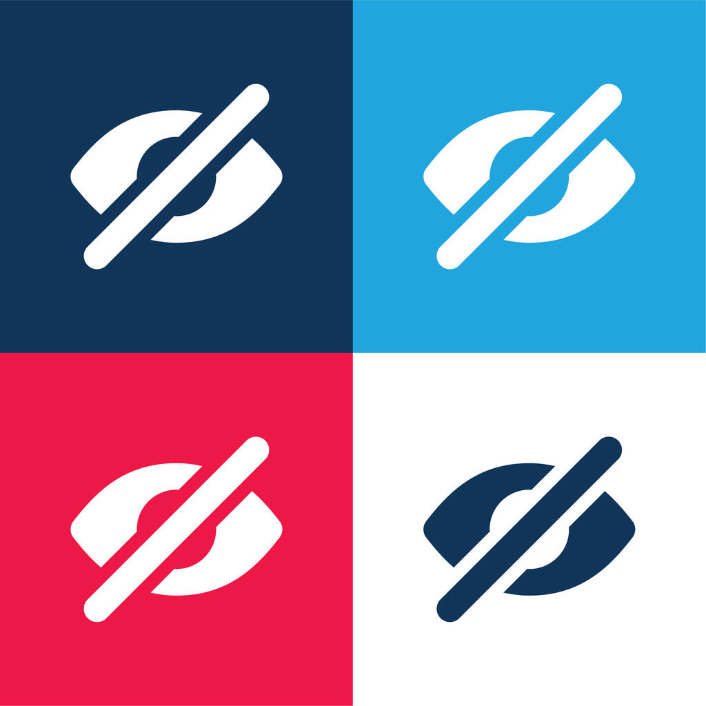 Blind modrá a červená čtyři barvy minimální ikona nastavena - Vektor, obrázek