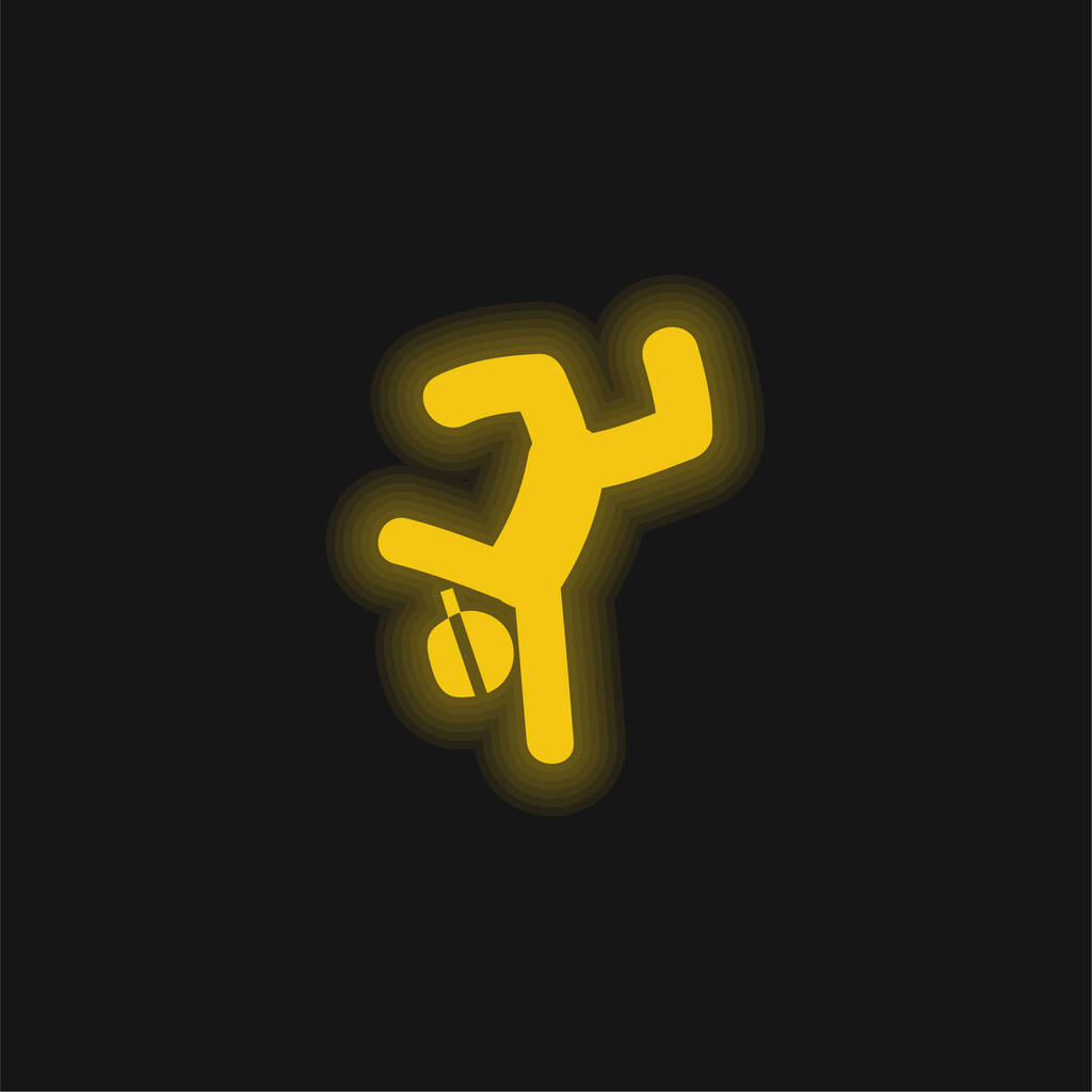 Breakdancer žlutá zářící neonová ikona - Vektor, obrázek
