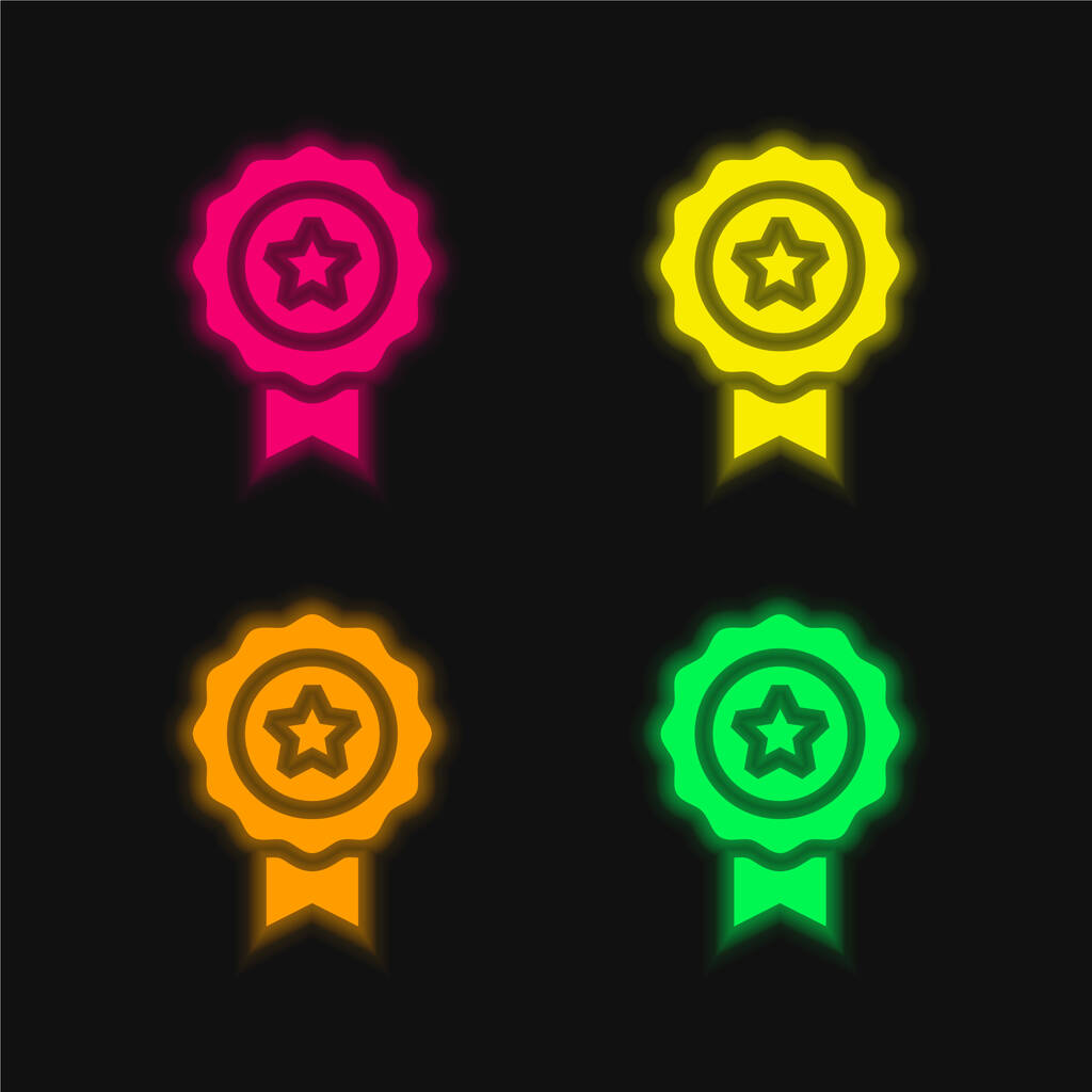 Díj négy szín izzó neon vektor ikon - Vektor, kép