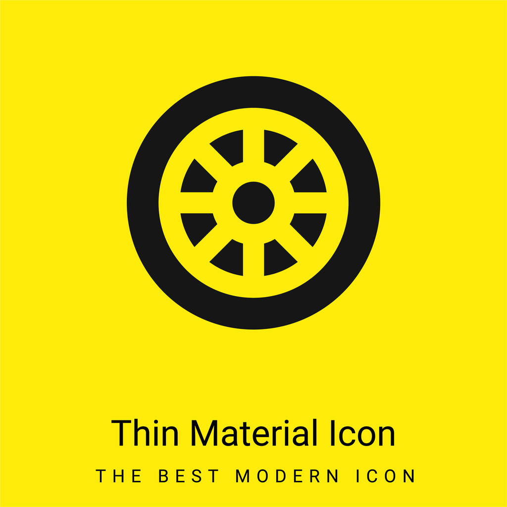 Roue en alliage minime icône de matériau jaune vif - Vecteur, image