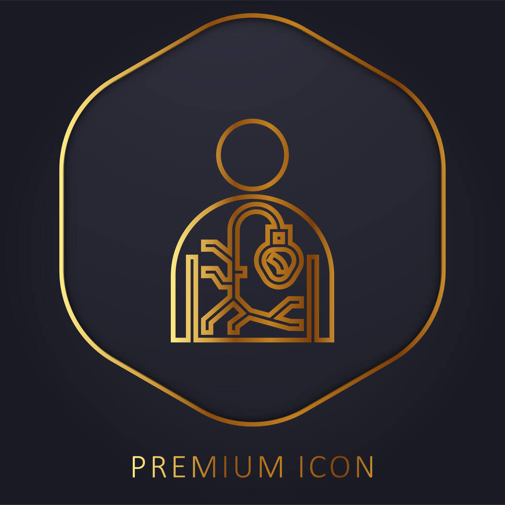 Agiografía de línea dorada logotipo premium o icono - Vector, imagen
