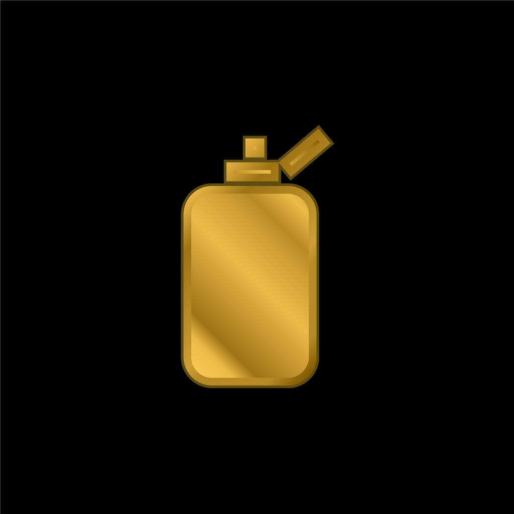 Bottiglia da bagno Contenitore di forma rettangolare rettangolare nera placcato oro icona metallica o logo vettore - Vettoriali, immagini