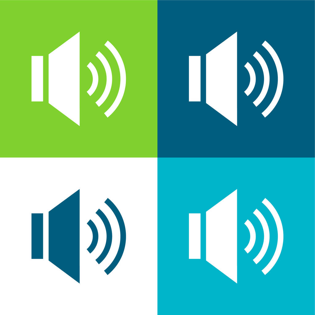 Audio Flat four color minimal icon set - Vector, Image