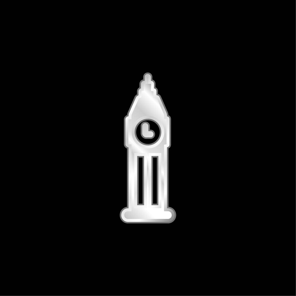 Big Ben postříbřená kovová ikona - Vektor, obrázek