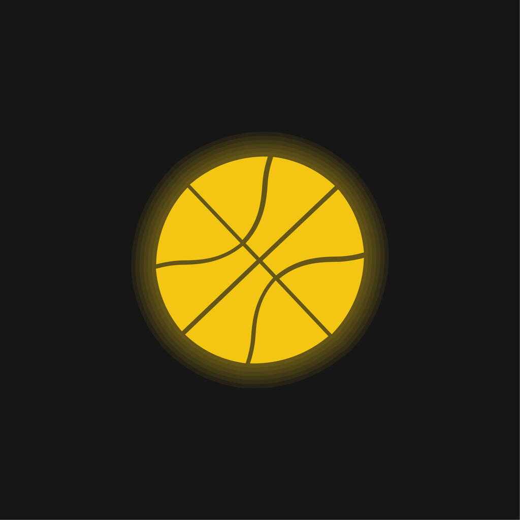バスケットボールボール行黄色の輝くネオンアイコン - ベクター画像