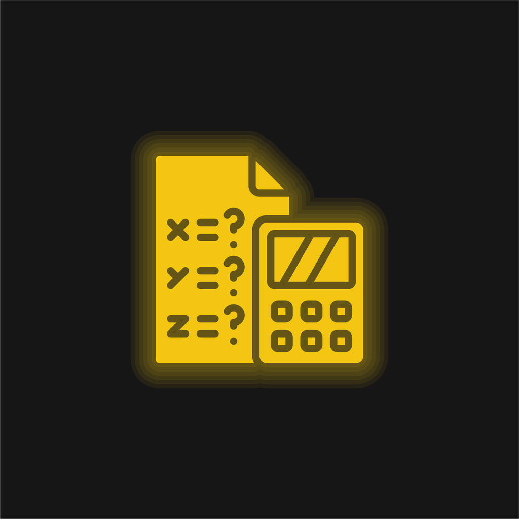 Algebra keltainen hehkuva neon kuvake - Vektori, kuva