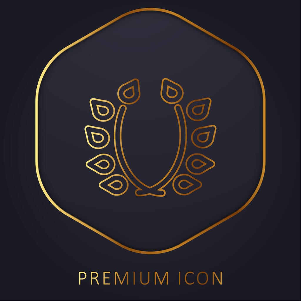 Takken met bladeren Ornament gouden lijn premium logo of pictogram - Vector, afbeelding