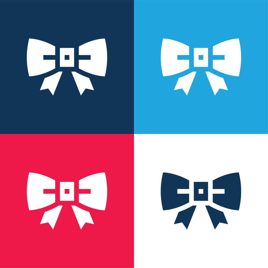 Bow Nyakkendő kék és piros négy szín minimális ikon készlet - Vektor, kép