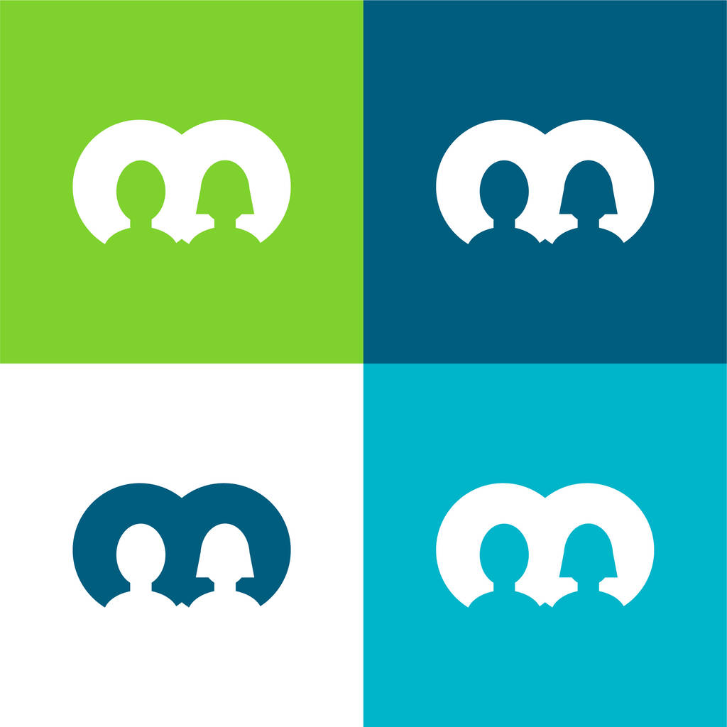 Fiú és lány felhasználói Avatarok Lapos négy szín minimális ikon készlet - Vektor, kép
