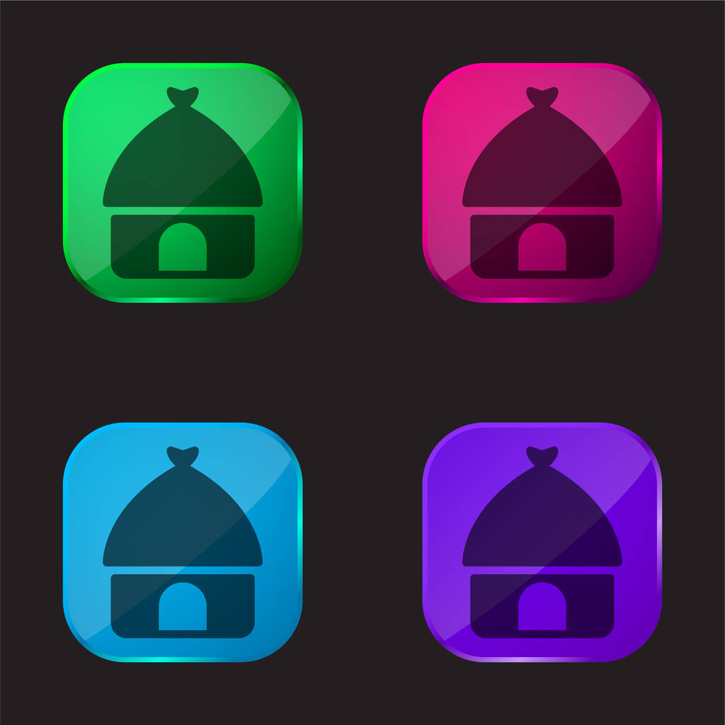 Afrykański cztery kolor szklany przycisk ikona - Wektor, obraz