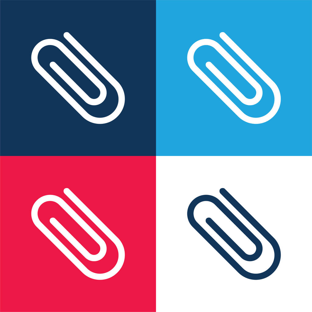 Attach Paperclip Diagonal Symbol blue and red four color minimal icon set - Vector, Image