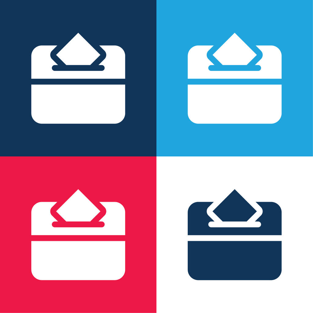 Szavazólap kék és piros négy szín minimális ikon készlet - Vektor, kép