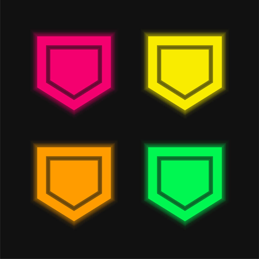 Base quatre couleurs rougeoyantes icône vectorielle néon - Vecteur, image