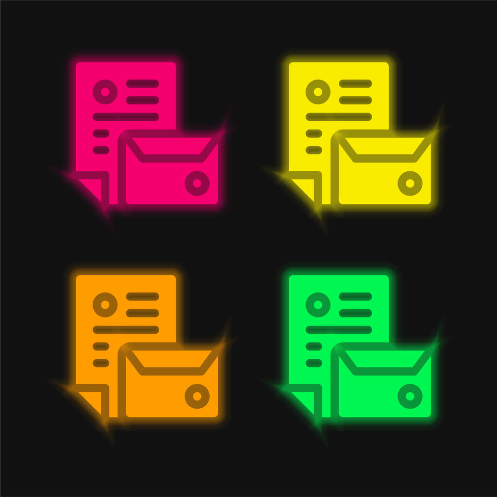 Značení čtyři barvy zářící neonový vektor ikona - Vektor, obrázek