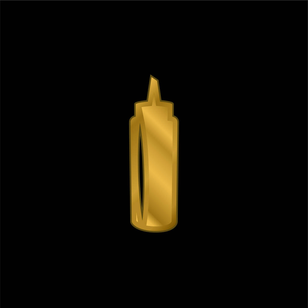 Black Bottle Sauce Container banhado a ouro ícone metálico ou vetor logotipo - Vetor, Imagem
