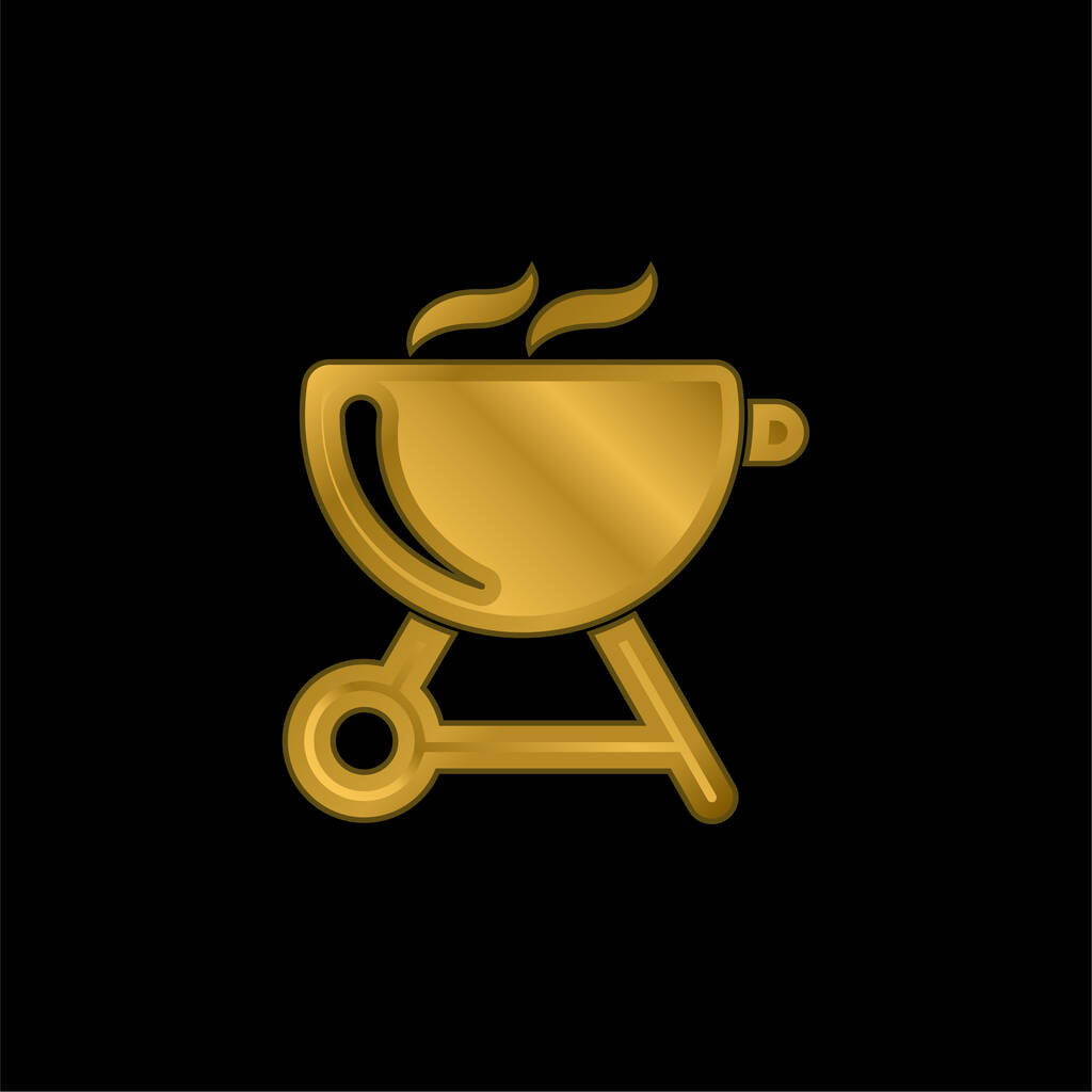 Barbecue oro placcato icona metallica o logo vettoriale - Vettoriali, immagini