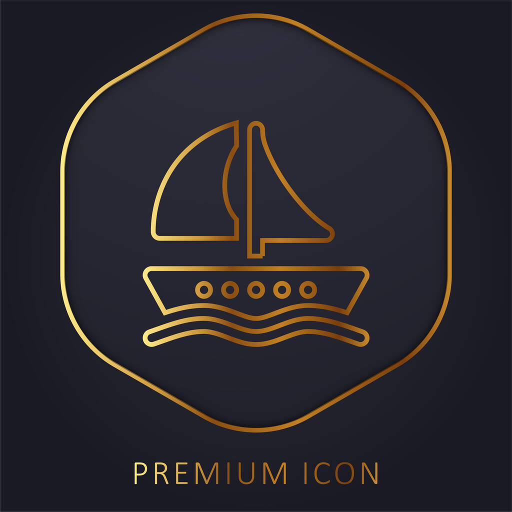 Boat golden line premium logo or icon - Vector, Image