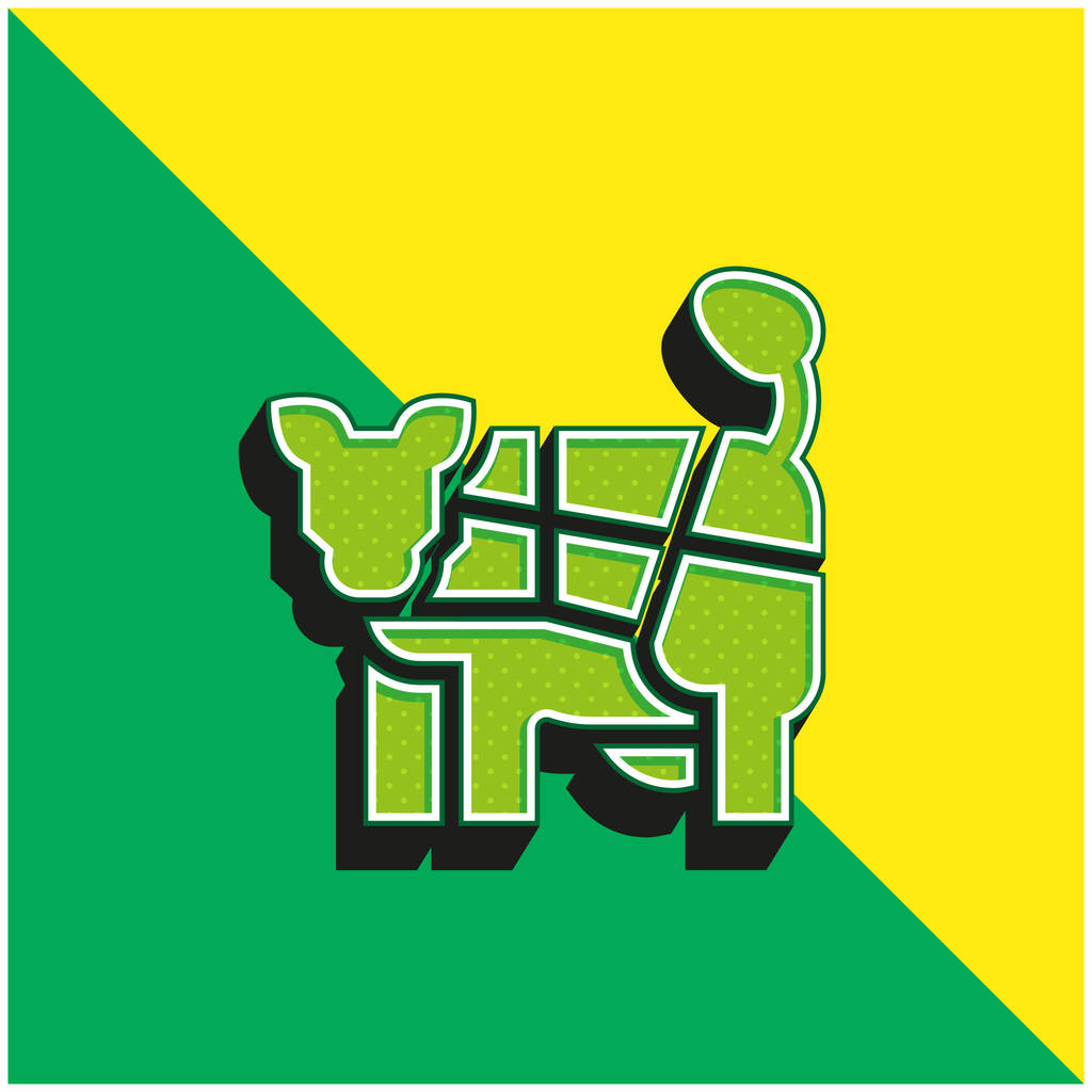 Μοσχάρι Πράσινο και κίτρινο σύγχρονο 3d διάνυσμα εικονίδιο λογότυπο - Διάνυσμα, εικόνα
