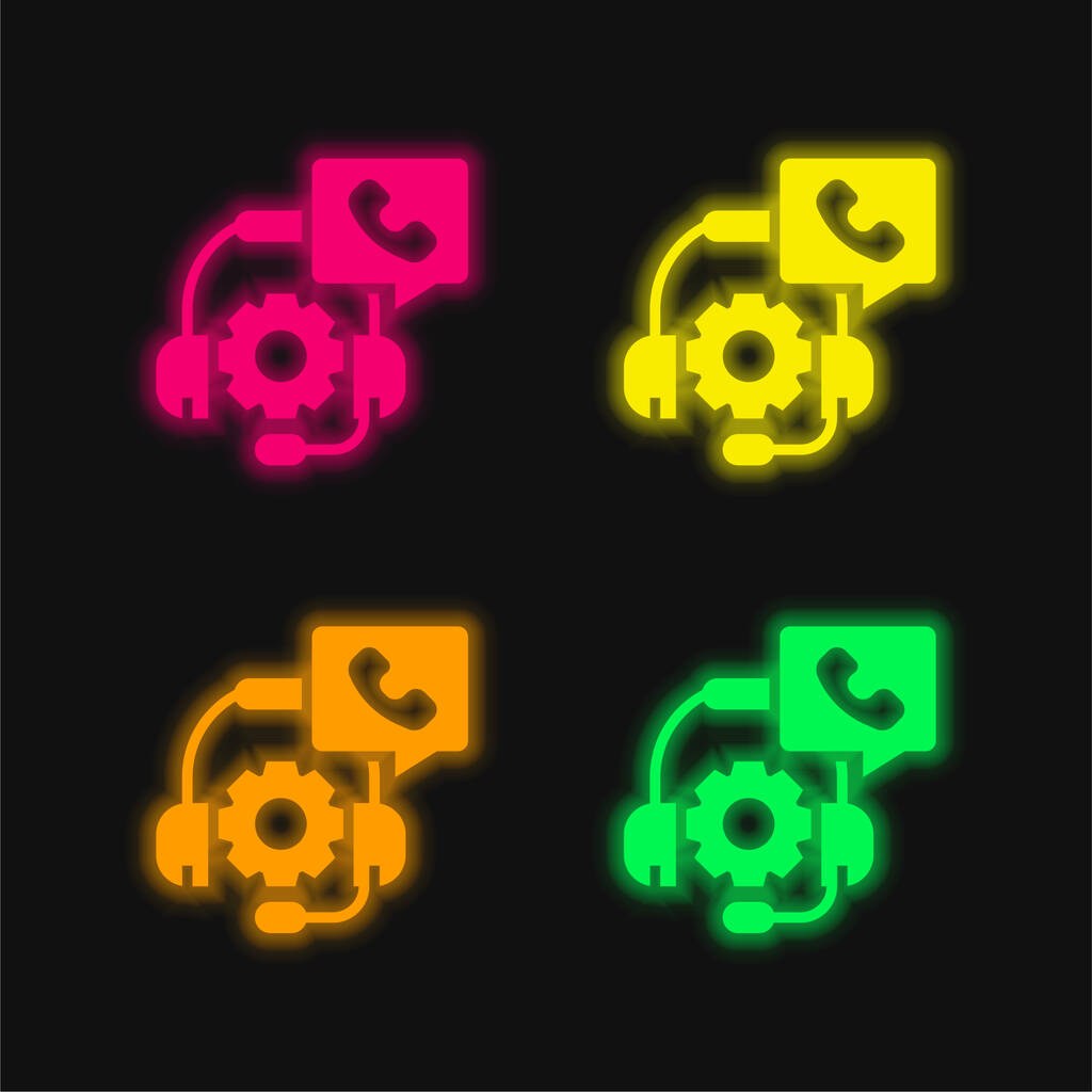 Beratung vier Farben leuchtenden Neon-Vektor-Symbol - Vektor, Bild