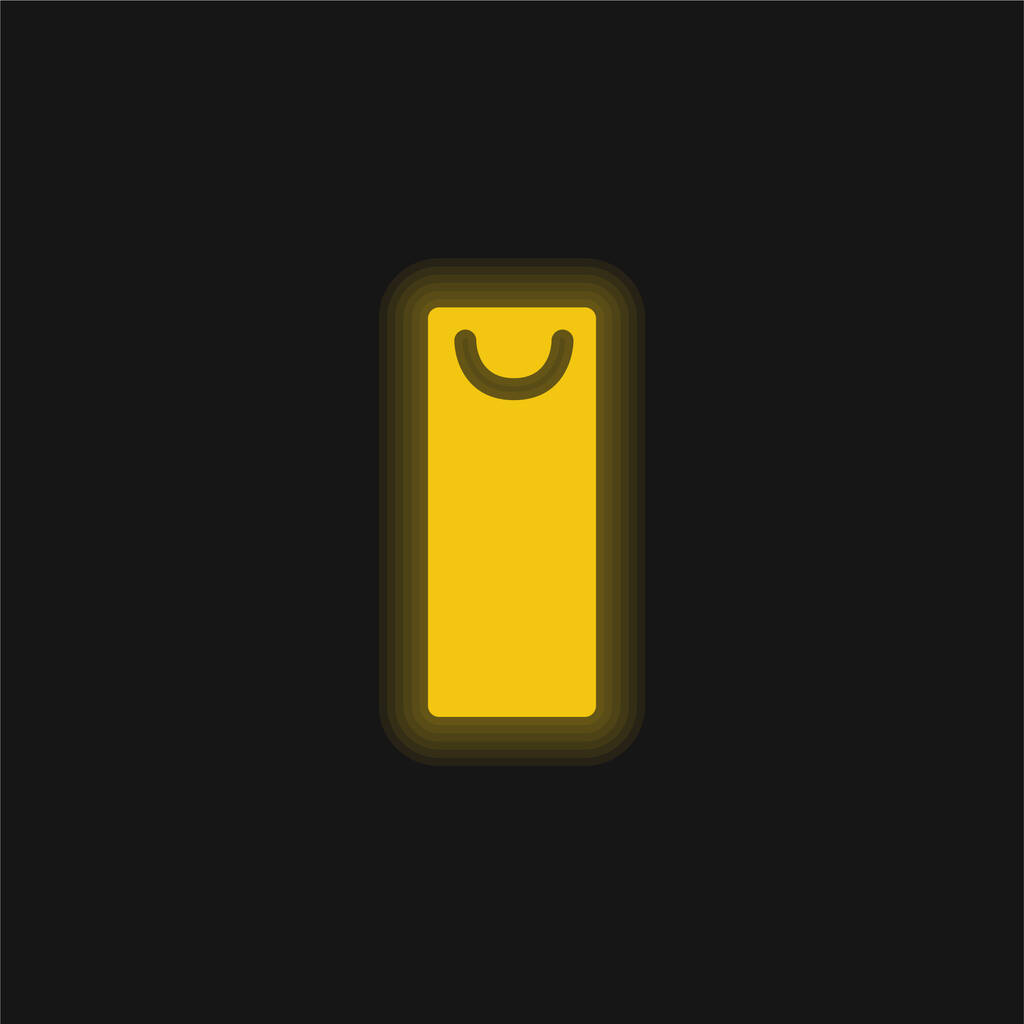 Saco amarelo brilhante ícone de néon - Vetor, Imagem