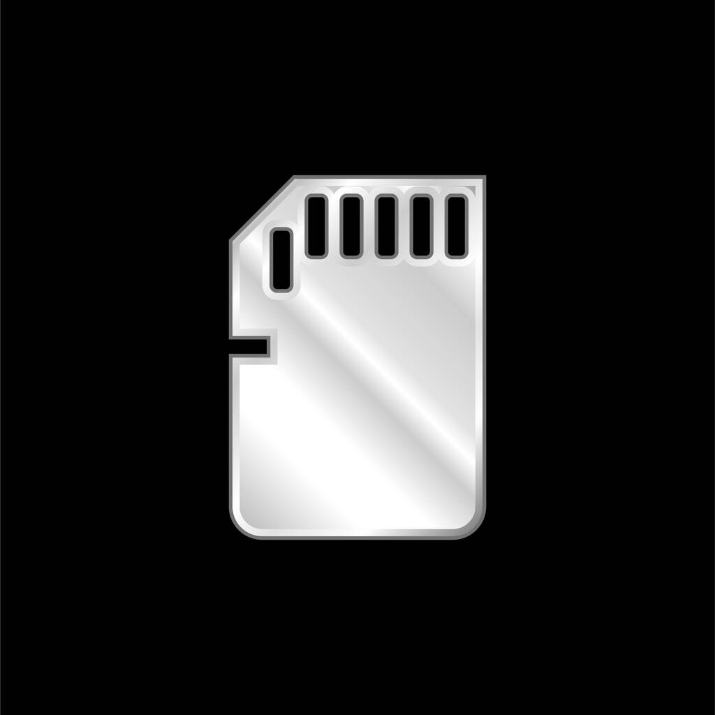 Ícone metálico banhado a prata Big SD Card - Vetor, Imagem