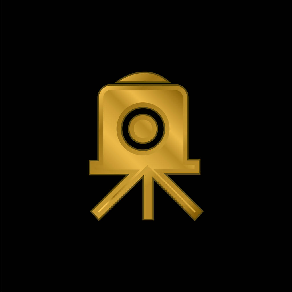 Antique Photographic Camera banhado a ouro ícone metálico ou vetor logotipo - Vetor, Imagem