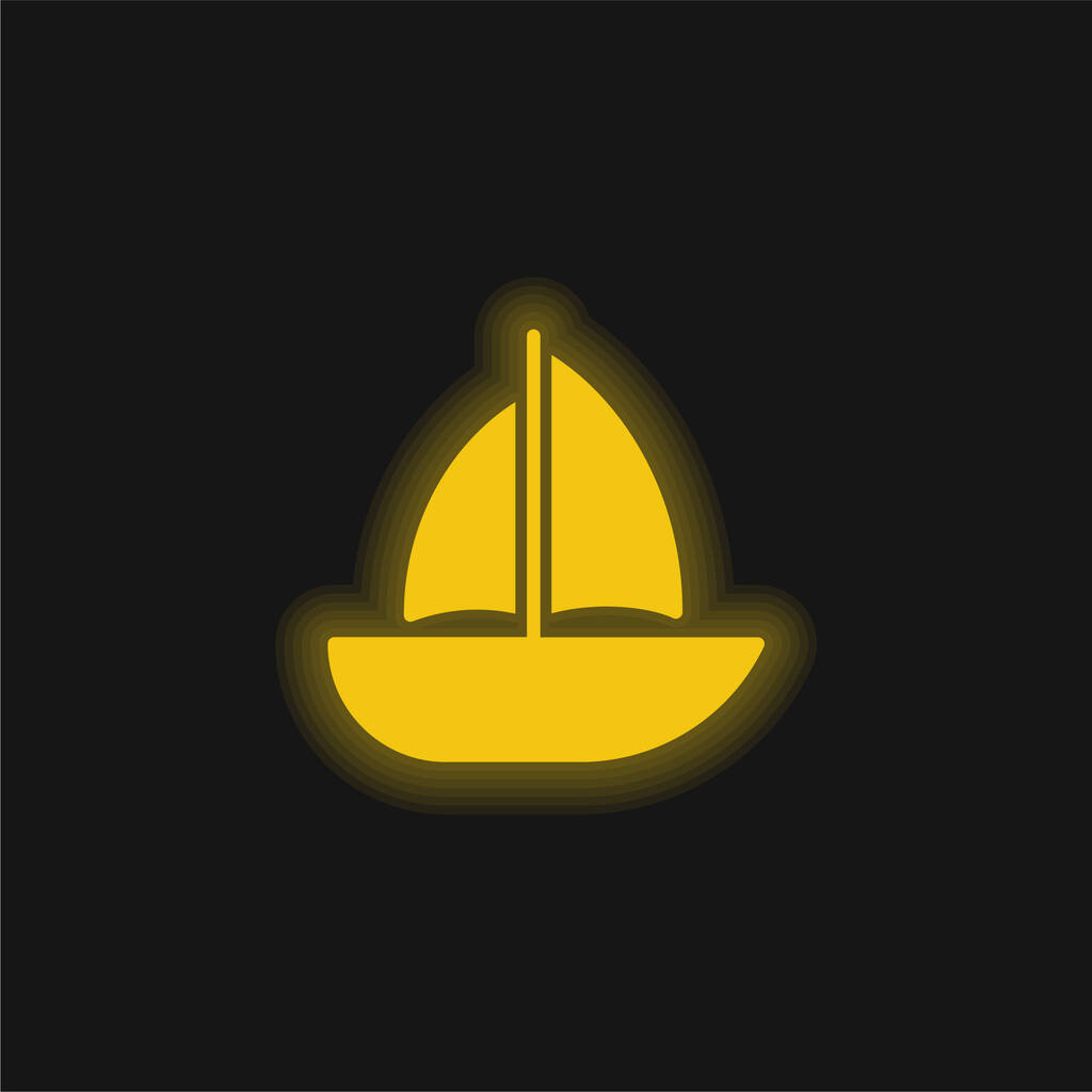 Barco amarillo brillante icono de neón - Vector, Imagen