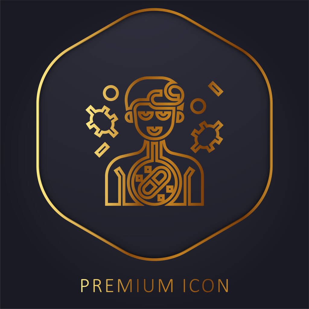 Antibiotic golden line premium logo or icon - Vector, Image