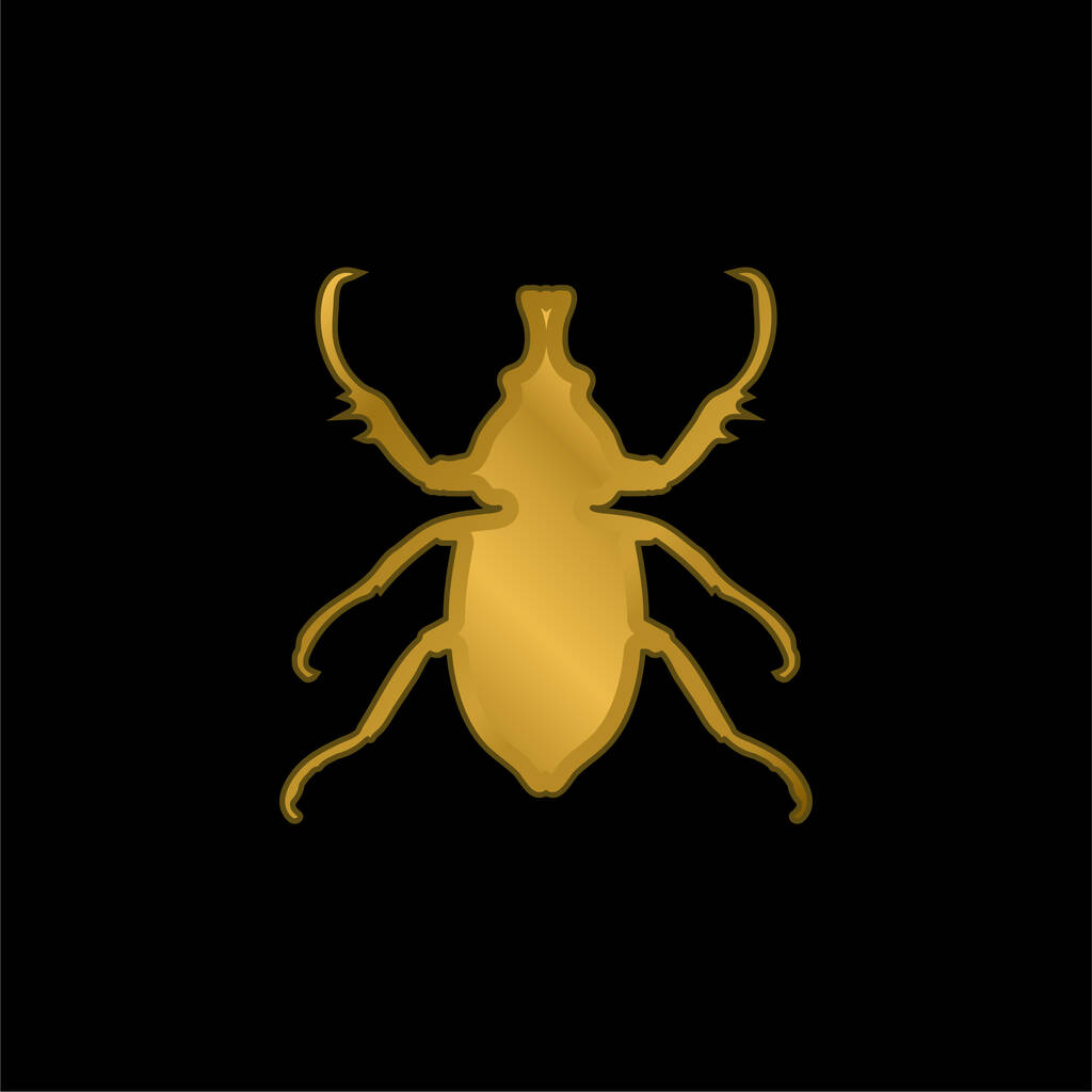 Animal Longhorned Insect Shape vergulde metalen icoon of logo vector - Vector, afbeelding