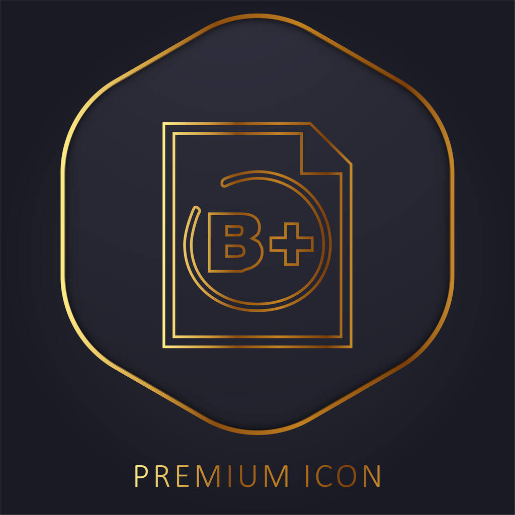 B Clasificación del estudiante Símbolo de línea dorada logotipo premium o icono - Vector, imagen