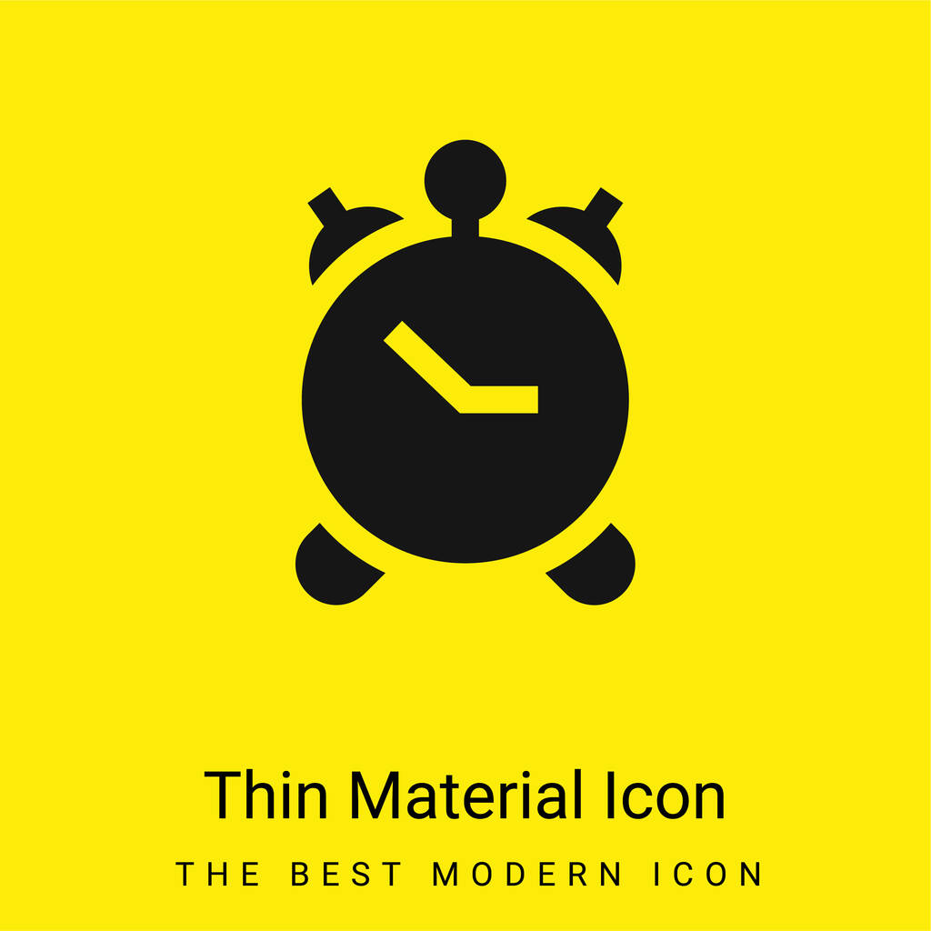 Reloj despertador mínimo icono de material amarillo brillante - Vector, imagen