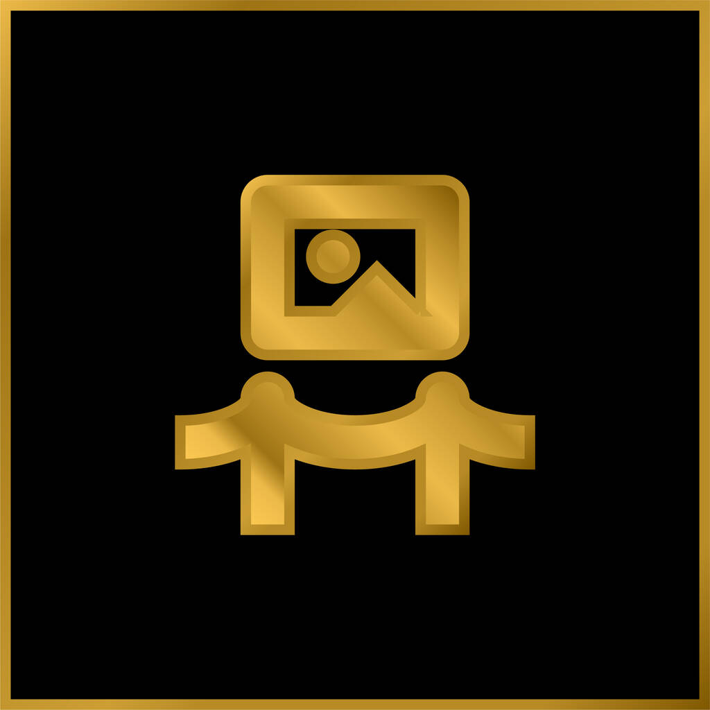 Museo de Arte chapado en oro icono metálico o logo vector - Vector, Imagen