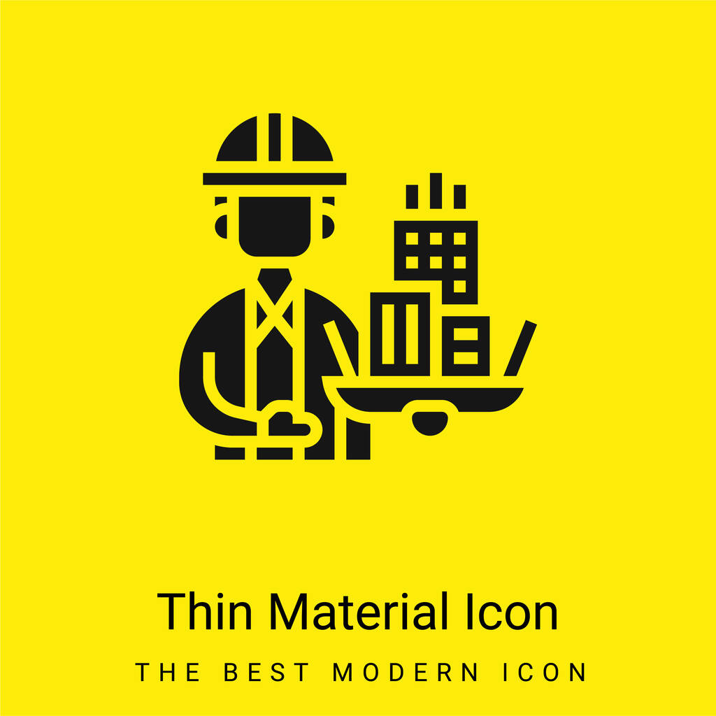 Architect minimal bright yellow material icon - Vector, Image