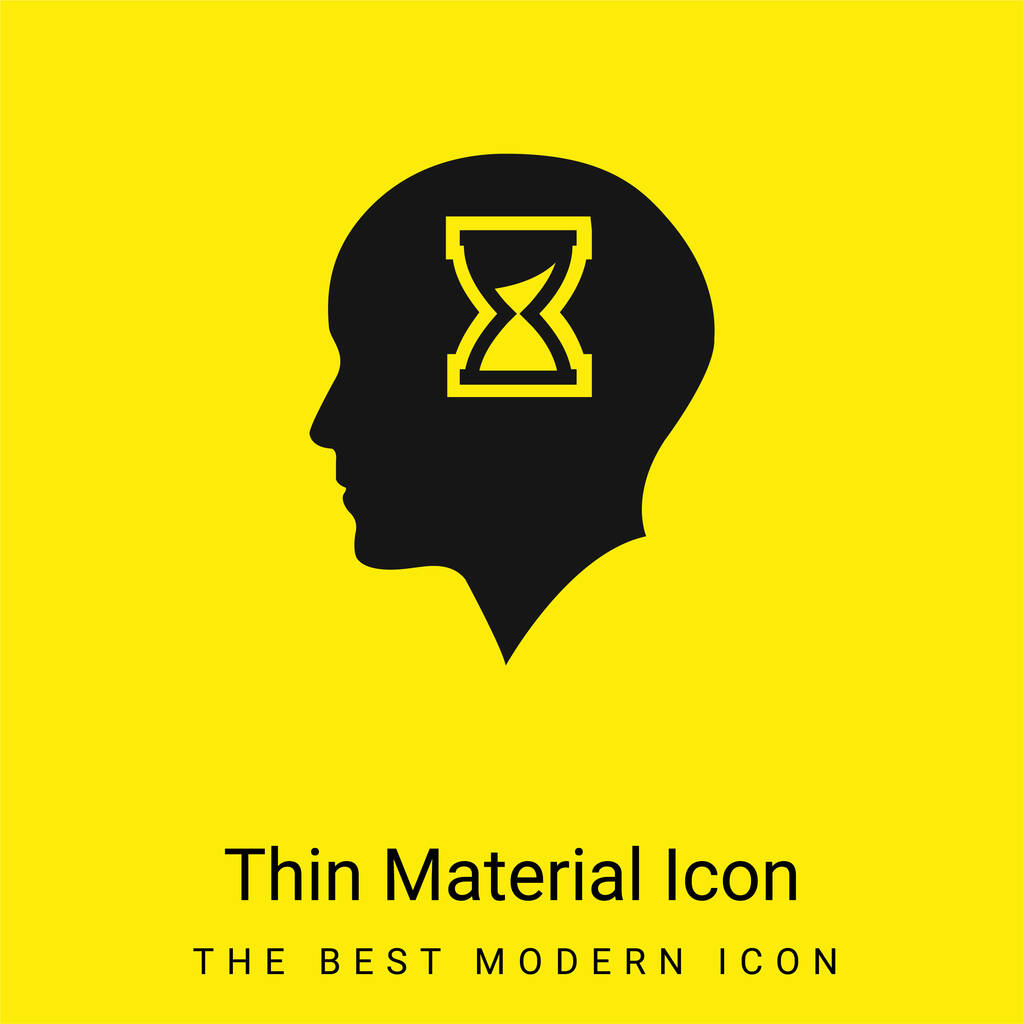 Cabeza calva con vidrio de hora Interior icono de material amarillo brillante mínimo - Vector, Imagen