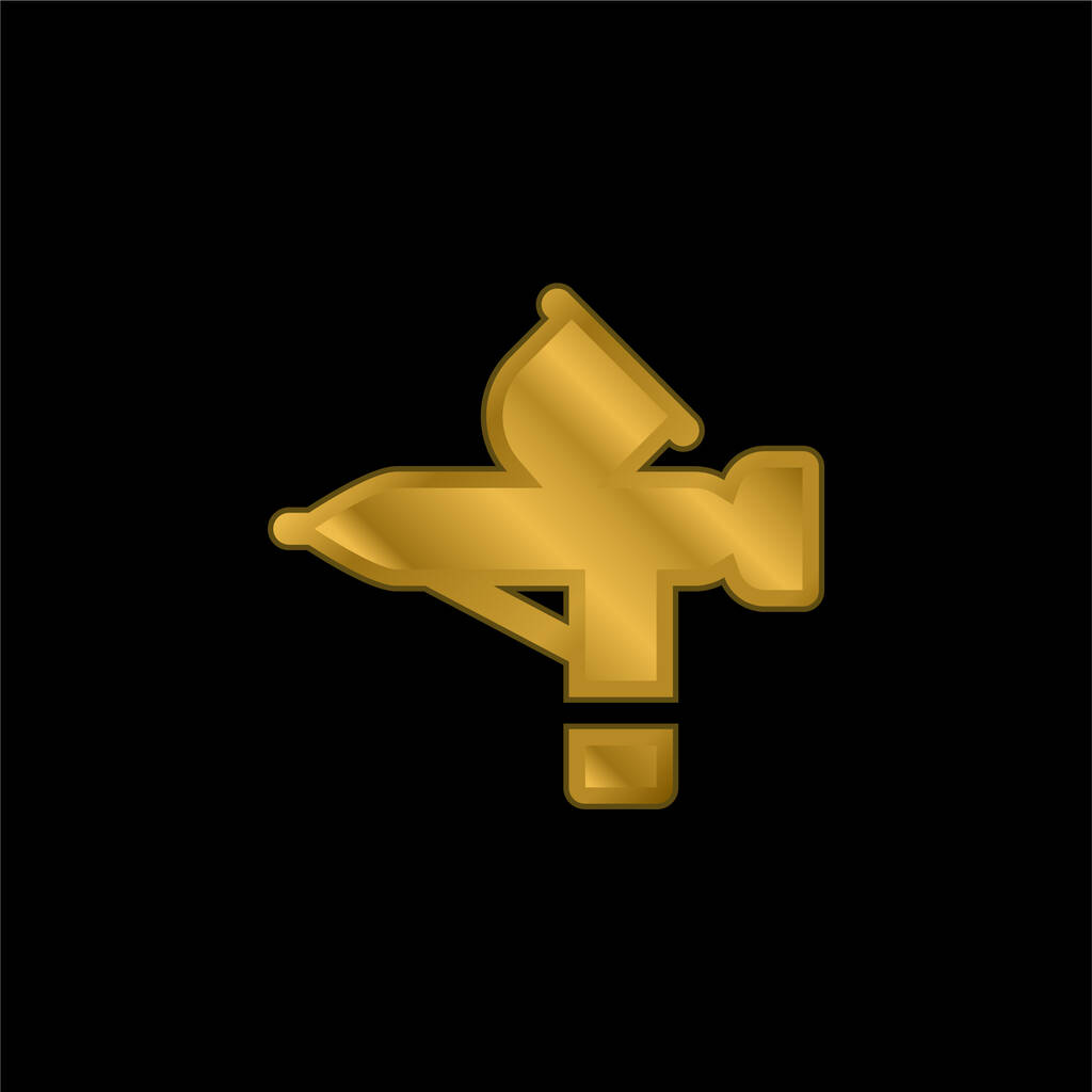Aerografo chapado en oro icono metálico o logo vector - Vector, imagen