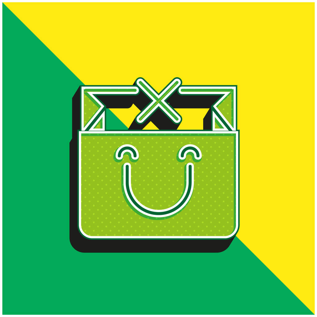 Taška Zelená a žlutá moderní 3D vektorové logo ikony - Vektor, obrázek