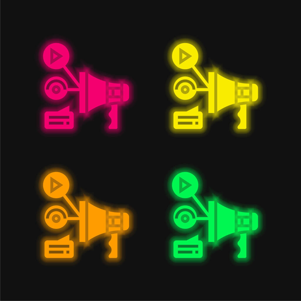 Διαφήμιση τεσσάρων χρωμάτων λαμπερό εικονίδιο διάνυσμα νέον - Διάνυσμα, εικόνα