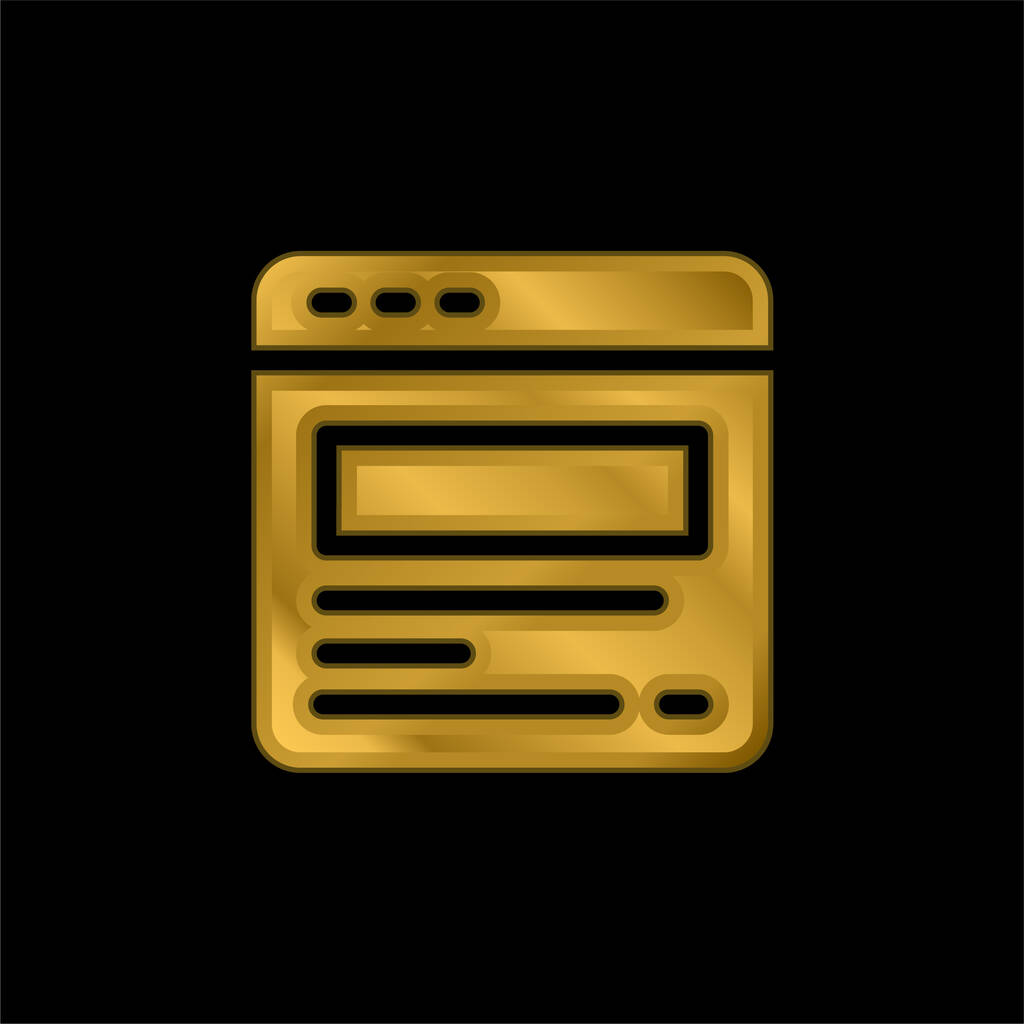 Blogging gold plated metalic icon or logo vector - Vector, Image